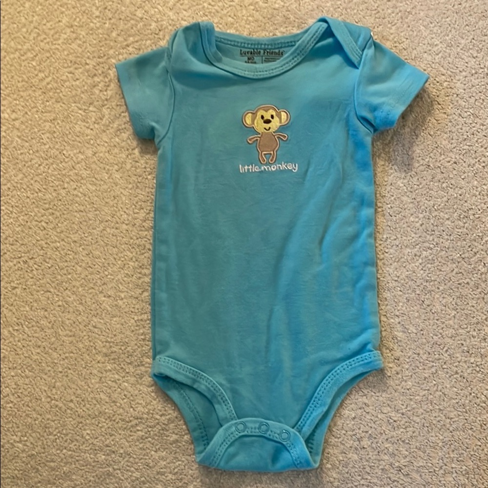Luvable Friends Blue Onesie with Cartoon Design